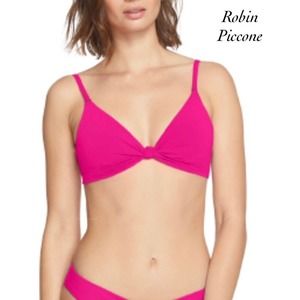 Robin Piccone Olivia Fuchsia Pink Knotted Front Underwire Bikini Top NWOT Size M